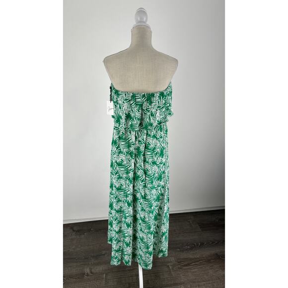 Japna Womens Tropical Strapless Maxi Dress Size Medium NWT Green White New - Picture 5 of 8